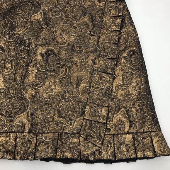 Sandro Paris Goldena Metallic Bronze Brocade Ruffled Mini Skirt - Picture 11 of 16